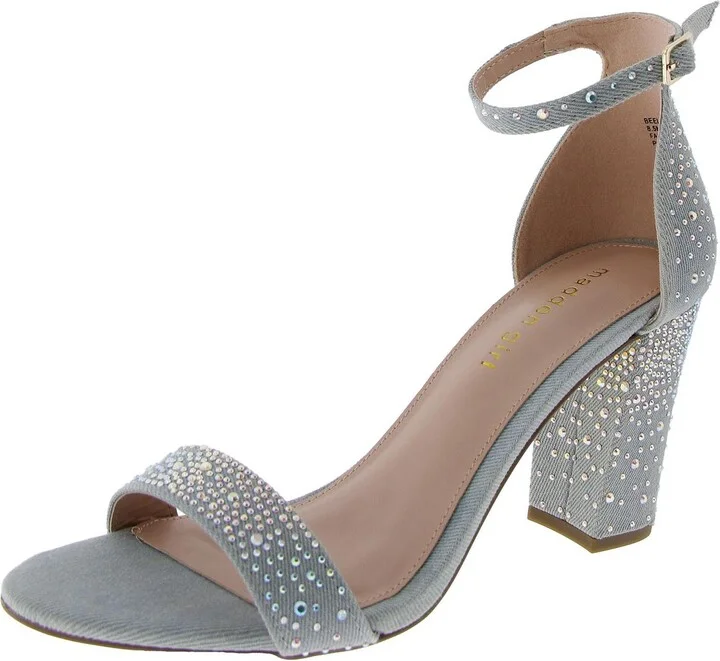 Beella Womens Denim Rhinestone Heels