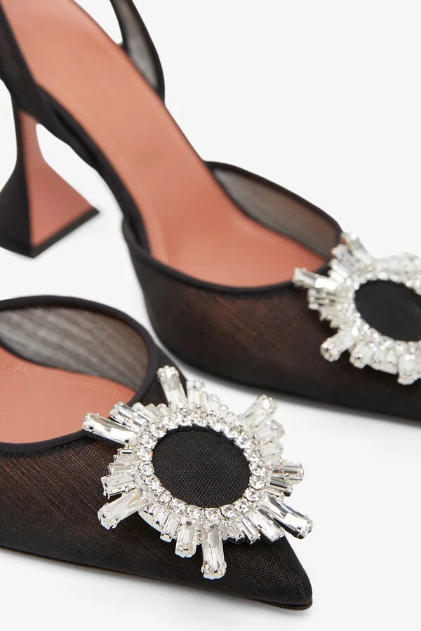 Begum 95 black mesh slingback pumps - Image 4