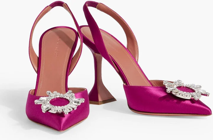 Begum 95 crystal-embellished satin slingback pumps - Image 2