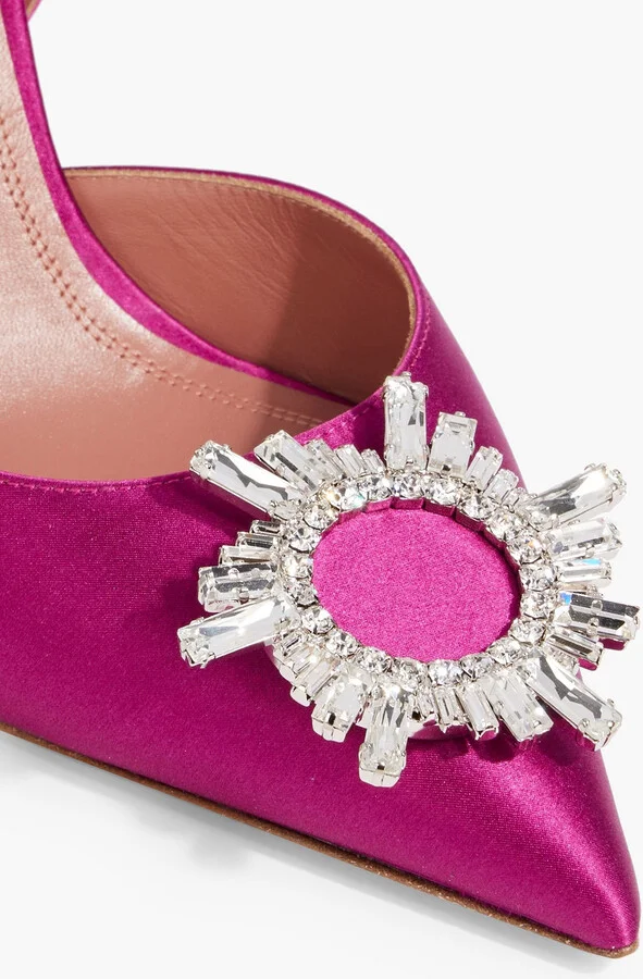 Begum 95 crystal-embellished satin slingback pumps - Image 4