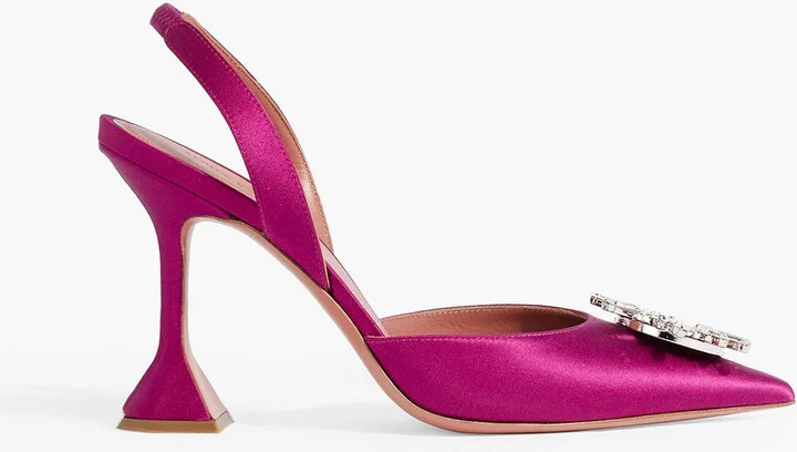 Begum 95 crystal-embellished satin slingback pumps