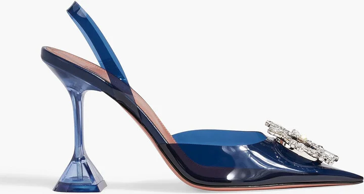 Begum crystal-embellished PVC slingback pumps