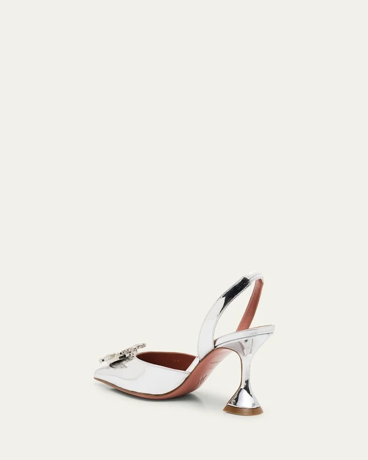Begum Mirror Leather Ornament Slingback Pumps - Image 3