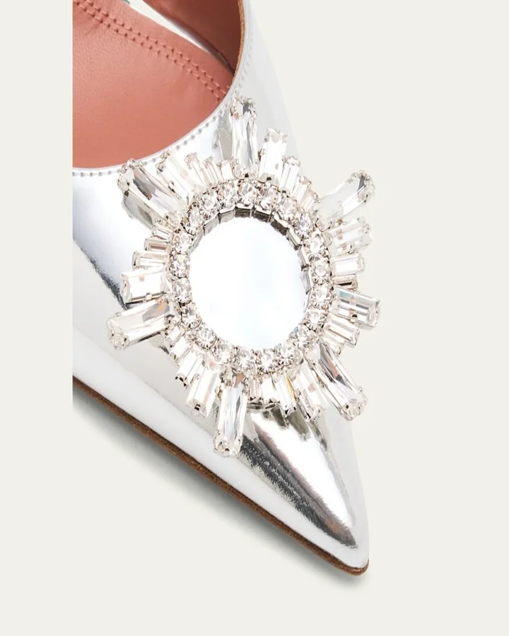 Begum Mirror Leather Ornament Slingback Pumps - Image 11