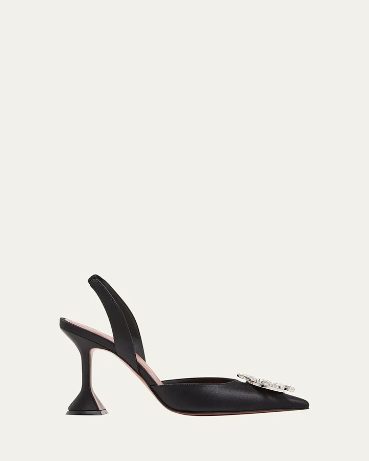 Begum Satin Crystal Slingback Pumps