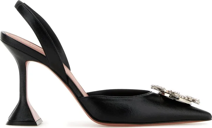 Begum Sling Denim Wet Black + White Crystals 95mm