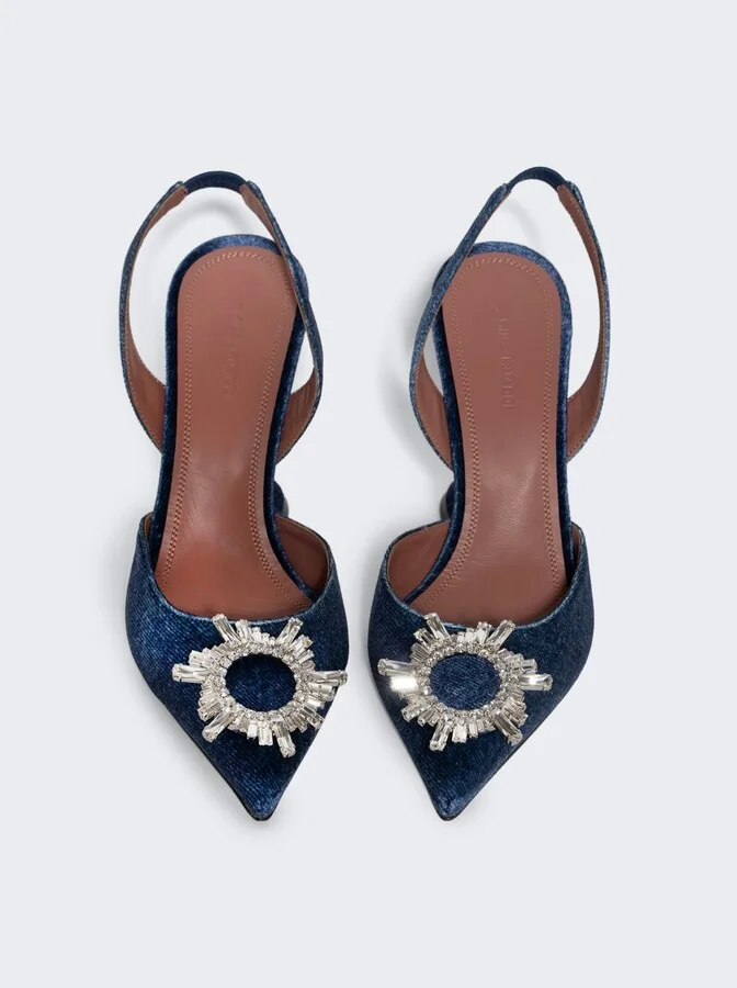 Begum Slingpback Pumps 95mm Velvet Denim