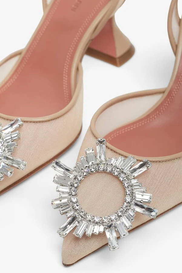 Begum70 beige mesh slingback pumps - Image 4