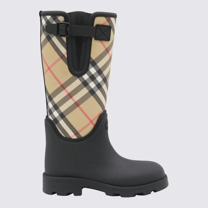 Beige And Black Boots
