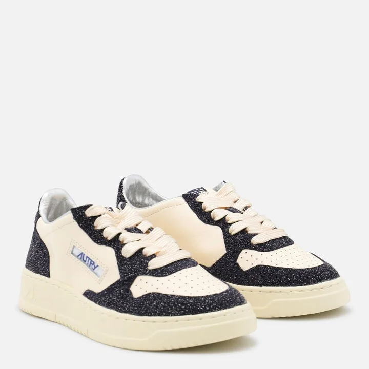 Beige And Blue Leather Medalist Low Sneakers - Image 2