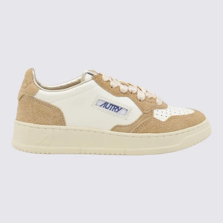 Beige And Brown Leather Medalist Low Sneakers