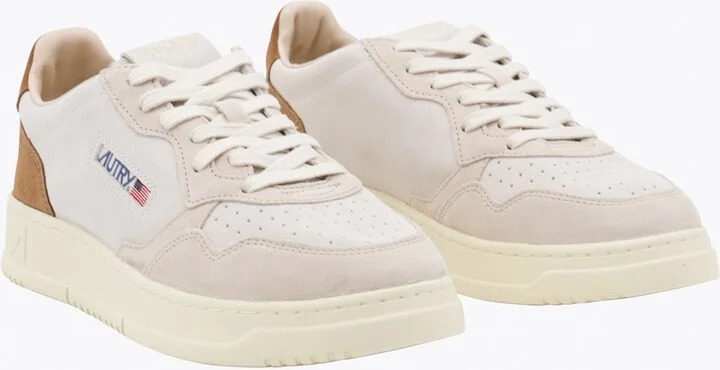 Beige And Brown Leather Medalist Sneakers - Image 2