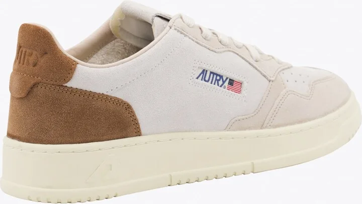 Beige And Brown Leather Medalist Sneakers - Image 3