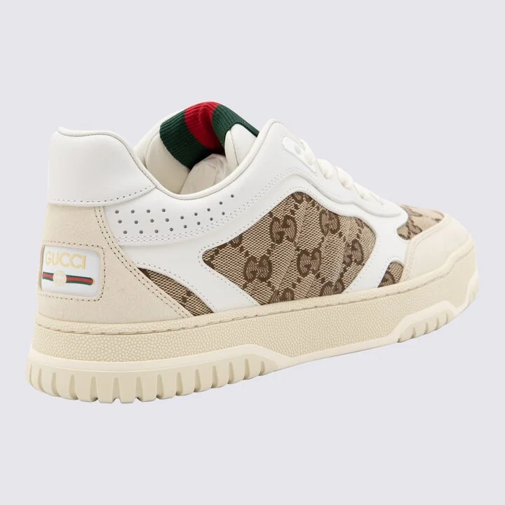 Beige And White Leather Sneakers - Image 2