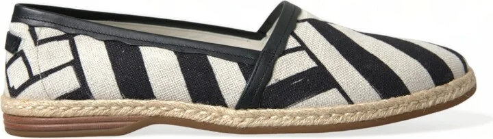 Beige Black Striped Canvas Espadrilles MONDELLO Men's Shoes