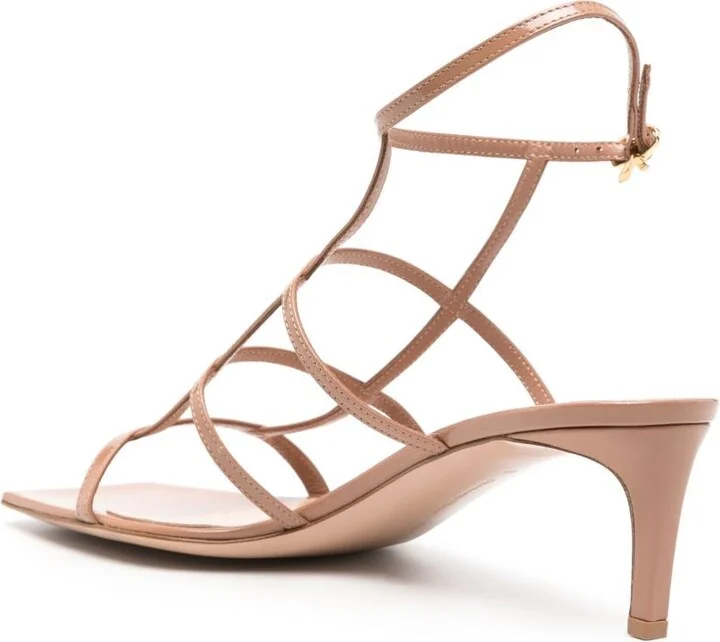 Beige Caged Leather Sandals - Image 3