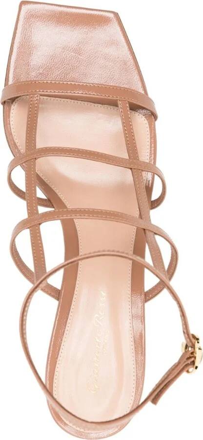 Beige Caged Leather Sandals - Image 4