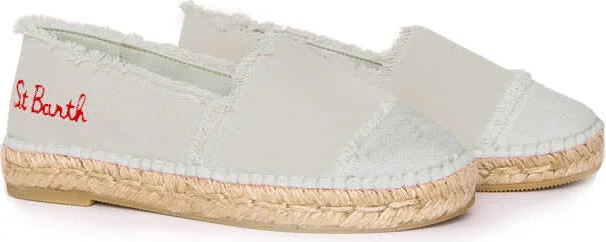 Beige Canvas Espadrillas With Embroidery