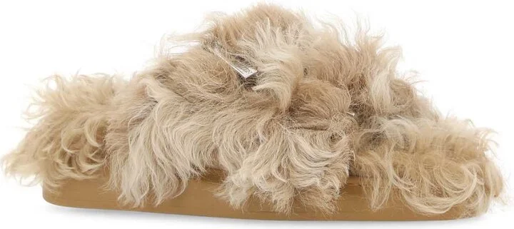 Beige Eco Fur Slippers - Image 2