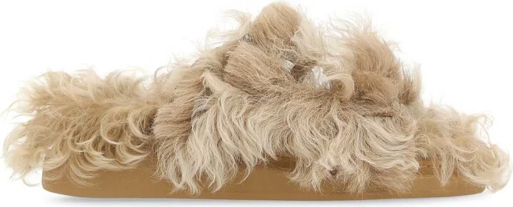 Beige Eco Fur Slippers
