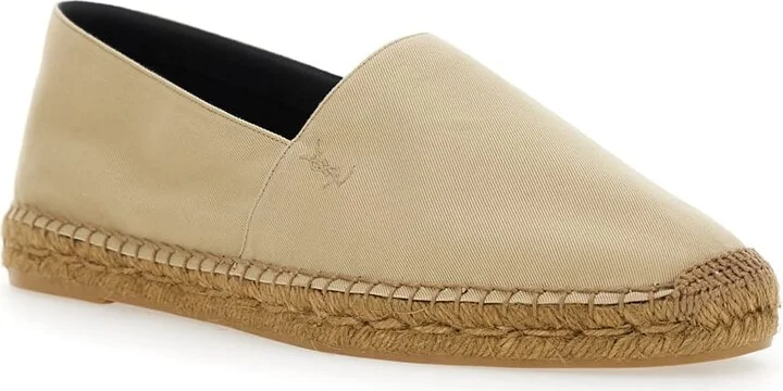 Beige Espadrilles With Tonal Cassandre Embroidery On The Front And Almond Toe In Cotton Man - Image 2