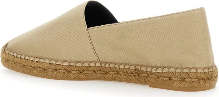 Beige Espadrilles With Tonal Cassandre Embroidery On The Front And Almond Toe In Cotton Man - Image 3