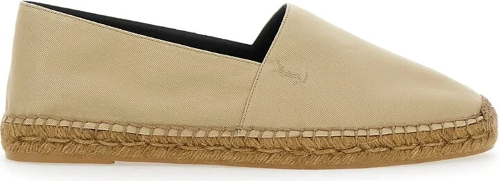 Beige Espadrilles With Tonal Cassandre Embroidery On The Front And Almond Toe In Cotton Man