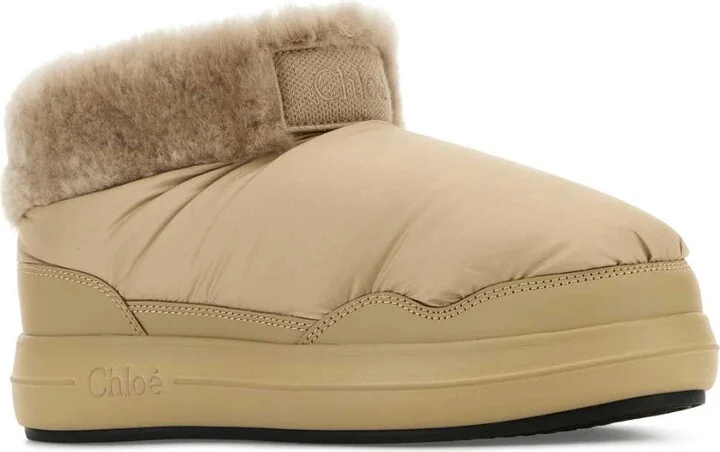 Beige Fabric Ankle Boots - Image 2
