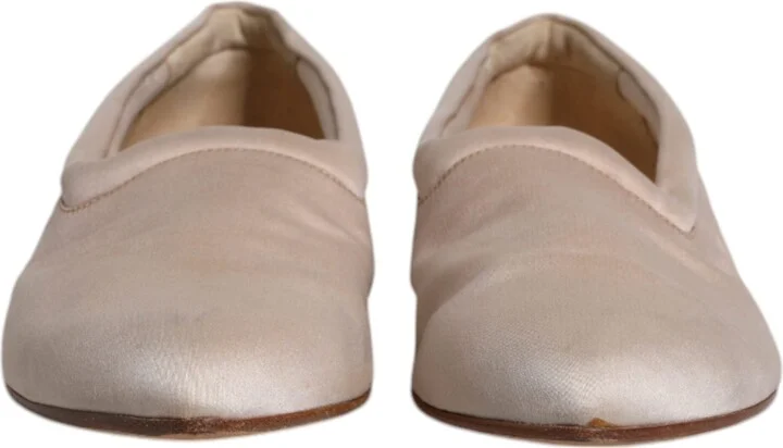 Beige Fabric Slip On Ballerina Flats Women's Shoes (Pre-Owned) - Image 2