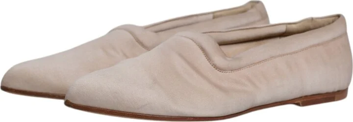 Beige Fabric Slip On Ballerina Flats Women's Shoes (Pre-Owned) - Image 4