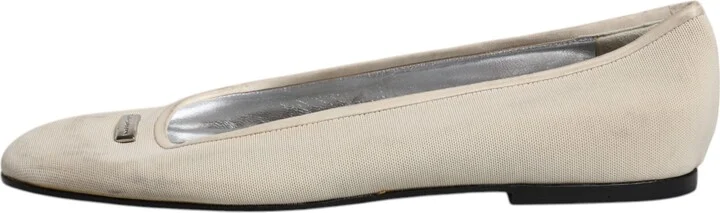 Beige Fabric Slip On Ballerina Flats Women's Shoes (Pre-Owned) - Image 6