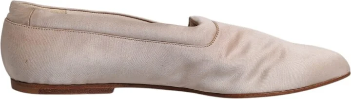 Beige Fabric Slip On Ballerina Flats Women's Shoes (Pre-Owned)
