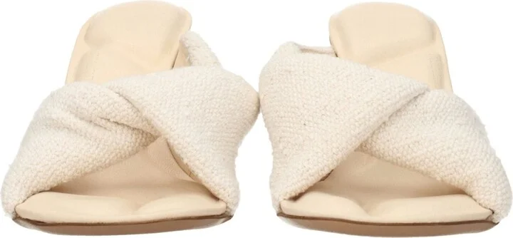 Beige Fabric Stiletto Heels Women's Sandals - Image 3
