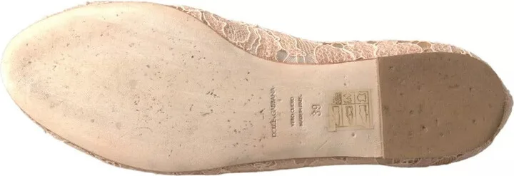 Beige Floral Lace Loafers Flats Women's Shoes (Pre-Owned) - Image 4