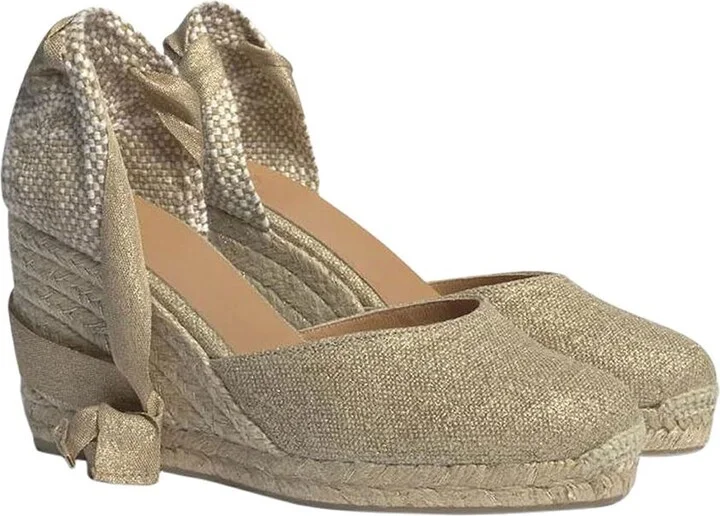 Beige Lace-Up Espadrille Sandals In Cotton Woman - Image 2