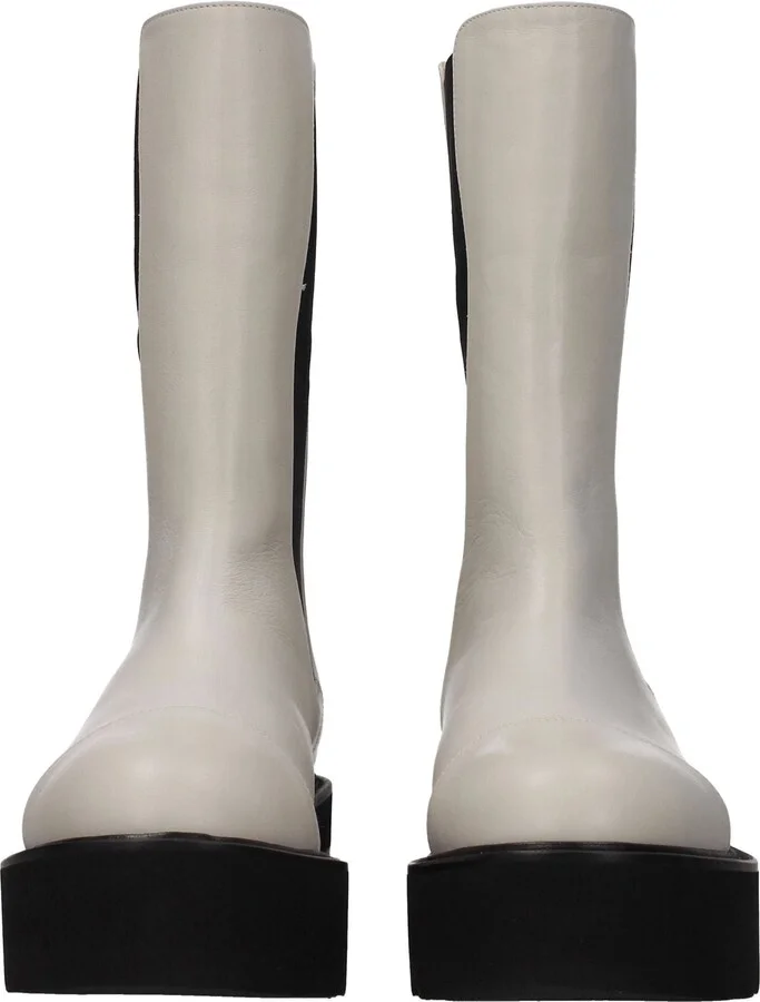 Beige Leather Ankle Women's Boots - Image 3