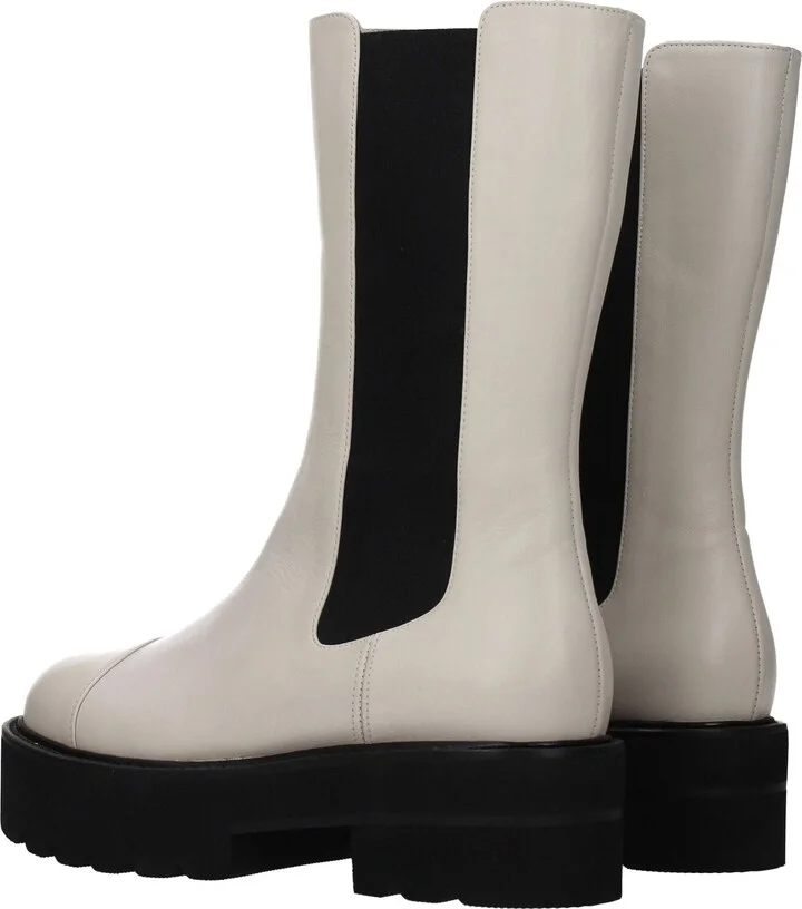 Beige Leather Ankle Women's Boots - Image 4