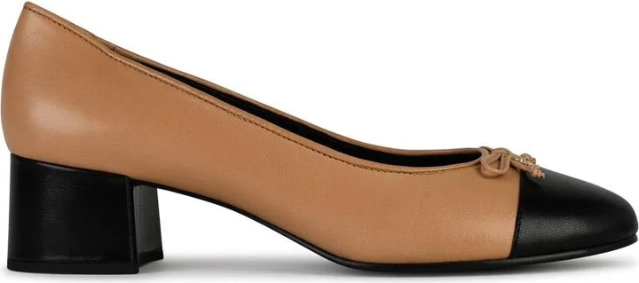 Beige Leather Ballet Flats