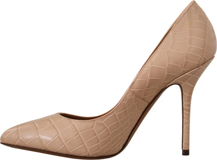 Beige Leather Bellucci Heels Pumps Women's Shoes - Image 2
