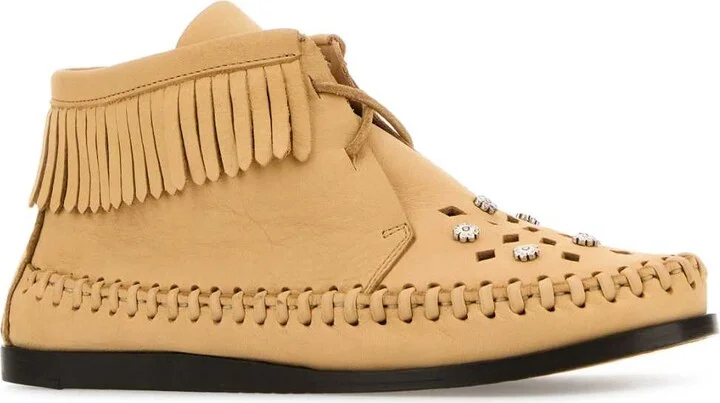 Beige Leather Felsa Angle Boots - Image 2