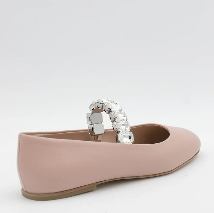 Beige Leather Flats - Image 2