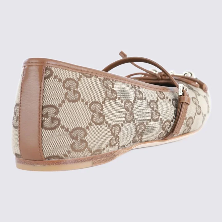 Beige Leather Flats - Image 2