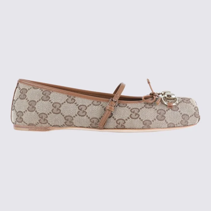 Beige Leather Flats