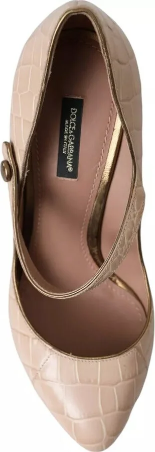 Beige Leather Mary Janes Embellished Women's Shoes (Pre-Owned) - Image 5