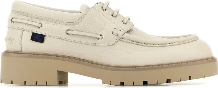 Beige Leather Raft Loafers