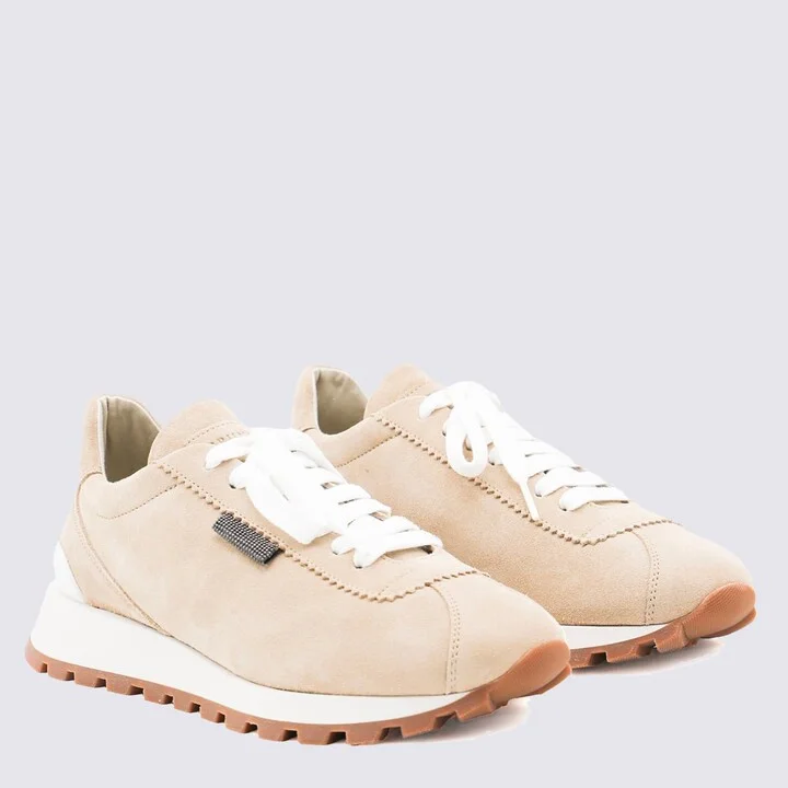 Beige Leather Sneakers - Image 3