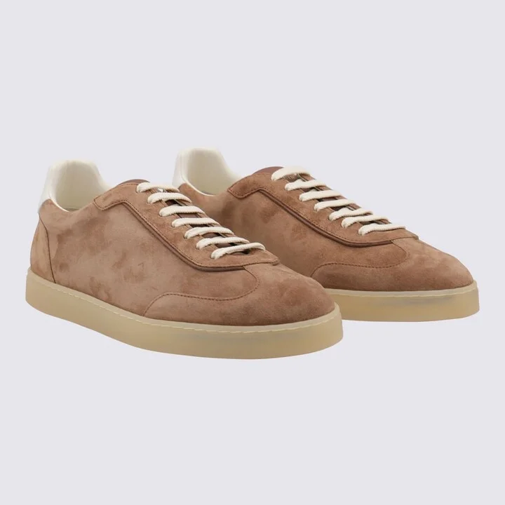 Beige Leather Sneakers - Image 2