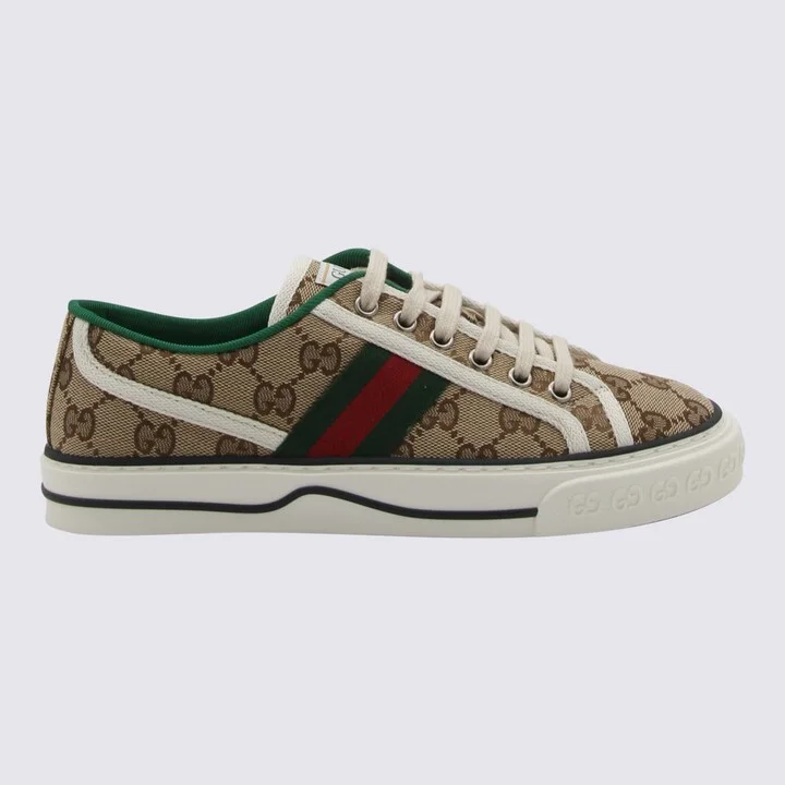 Beige Leather Sneakers