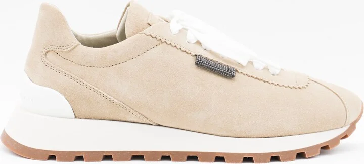 Beige Leather Sneakers