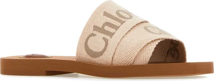 Beige Linen Woody Slippers - Image 2